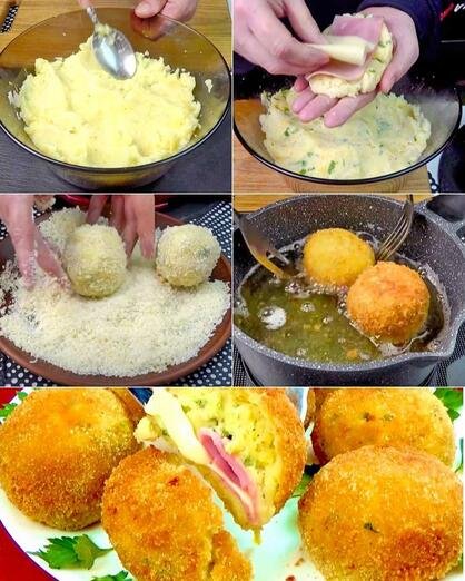 Bolinho de Batata com Presunto e Queijo