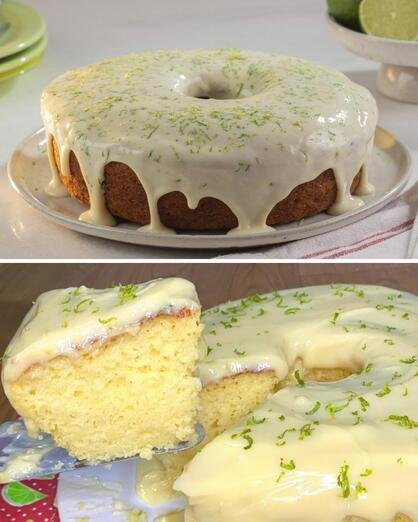 Bolo de Limão com Cobertura de Leite Condensado